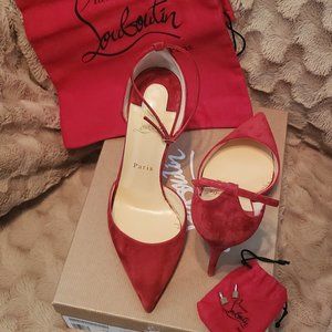 Christian Louboutin Uptown  Heels Red Suede 8 NWOT